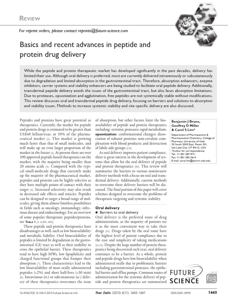 Basics and recent advances in peptide and protein drug delivery_2013 ...