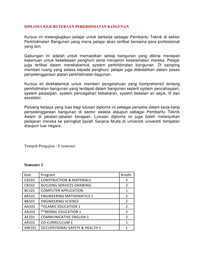 Diploma Kejuruteraan An Bangunan  PDF