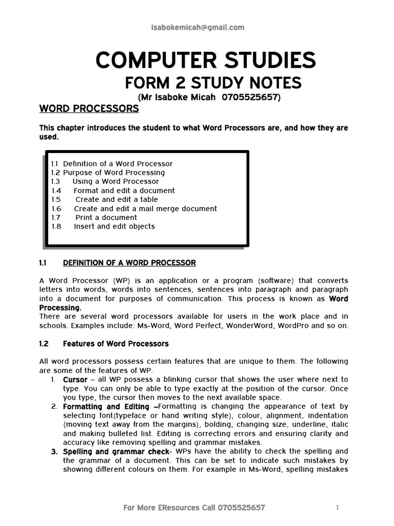 FORM_2_COMPUTER NOTES SIMPLIFIED | PDF
