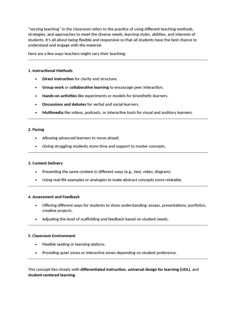 Varied Teaching Strategies in English Class | PDF | Learning ...