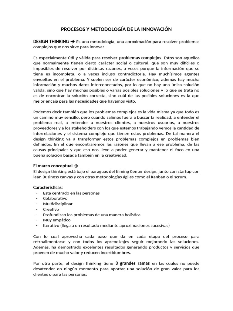 Metodología Design Thinking para Innovar | PDF | El pensamiento de ...