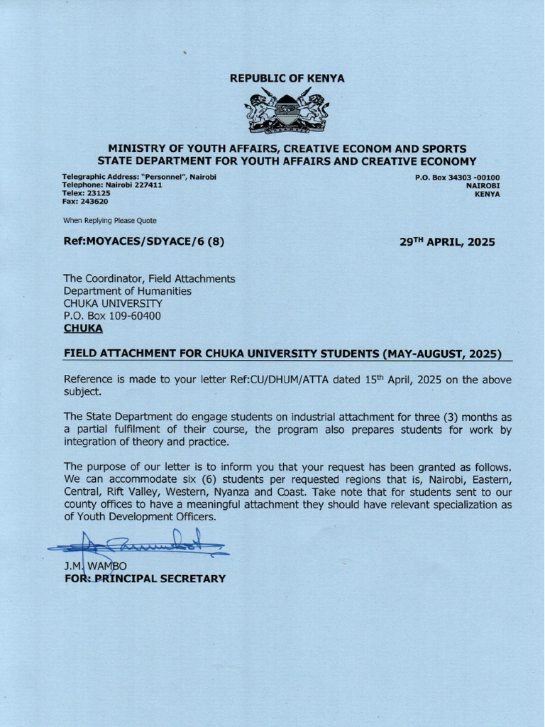 Chuka University Students Attachment Re | PDF