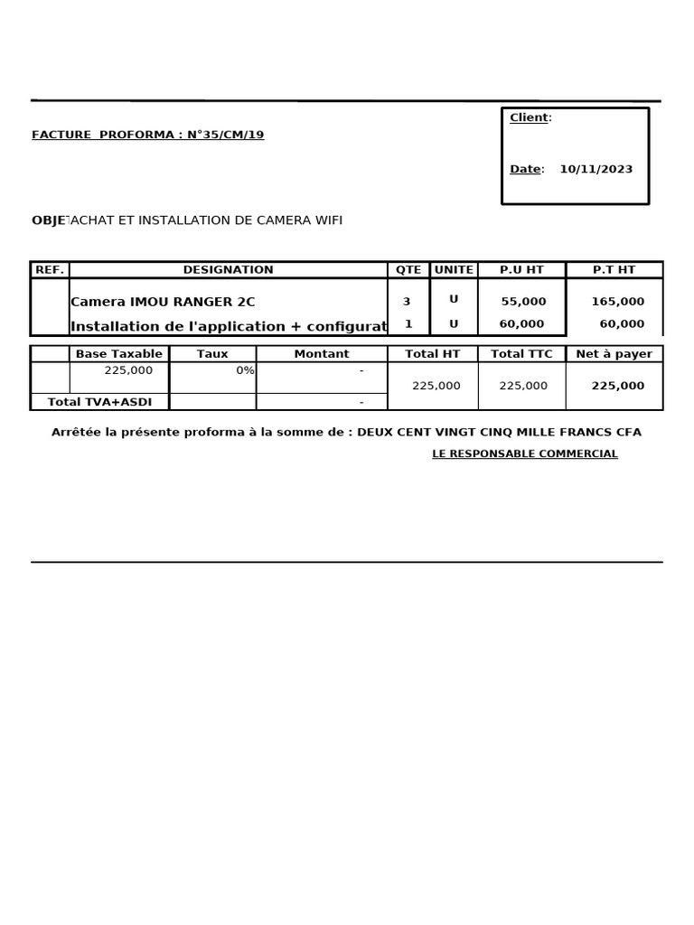 Facture Proforma: Achat de Matériel Informatique | PDF