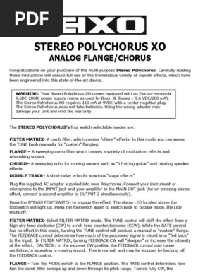 Stereo Polychorus XO User Manual | PDF | Electromagnetic