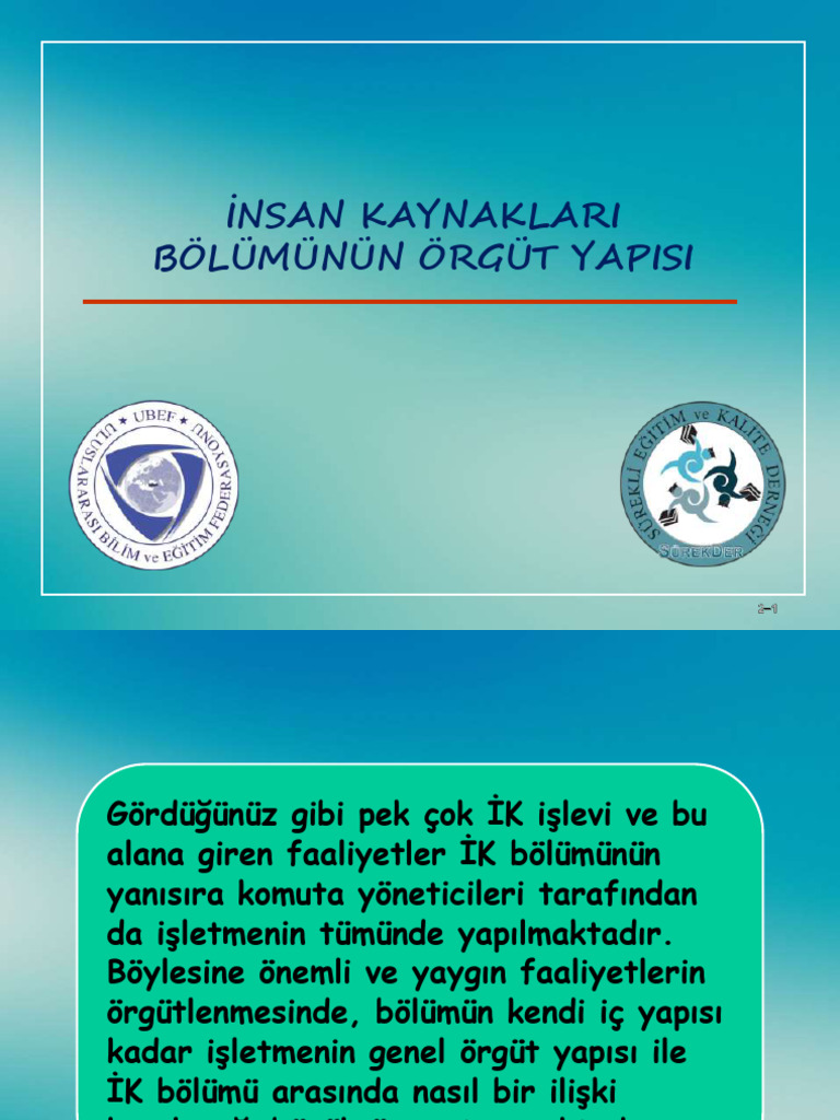 5 - Nsan Kaynaklari Bölümünün Örgüt Yapisi | PDF