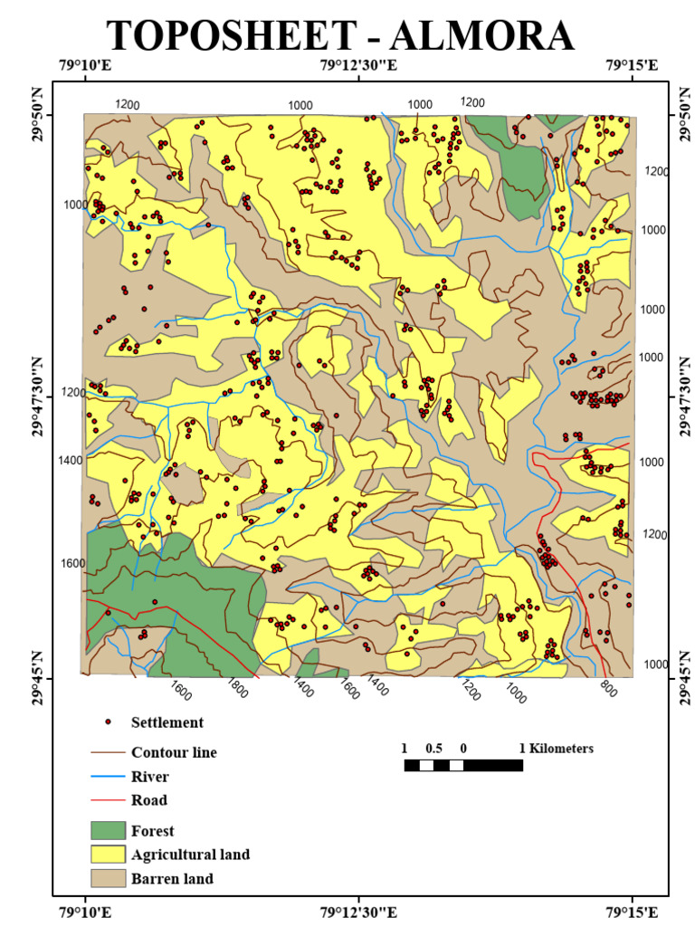 Almora Toposheet Contour Map | PDF
