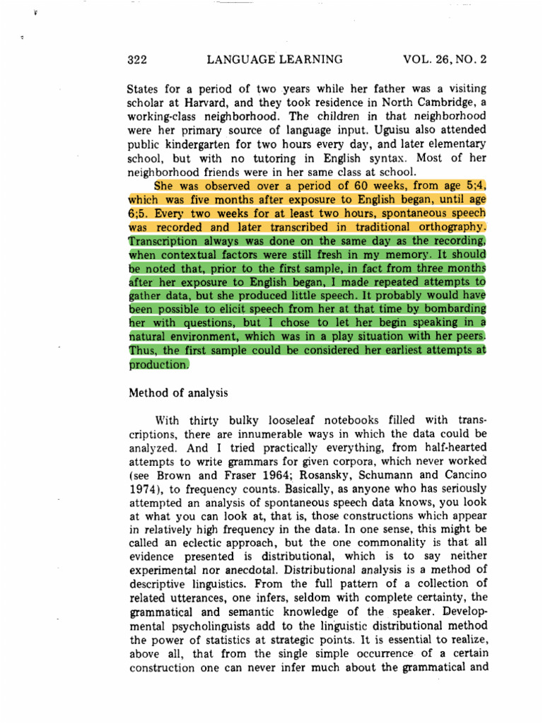 (1976) - A Case Study of A Japanese Child Learning English A | PDF ...