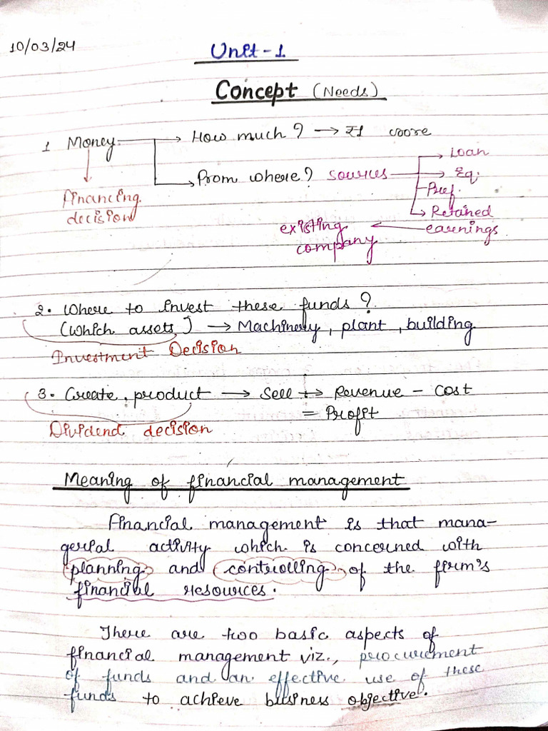 Business Finance Unit 1 | PDF