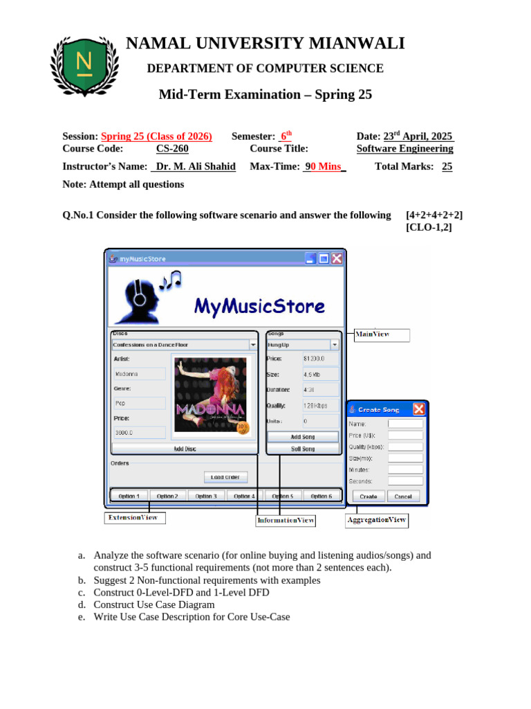 Mid-Term Exam: Software Engineering CS-260 | PDF | Software | Computing