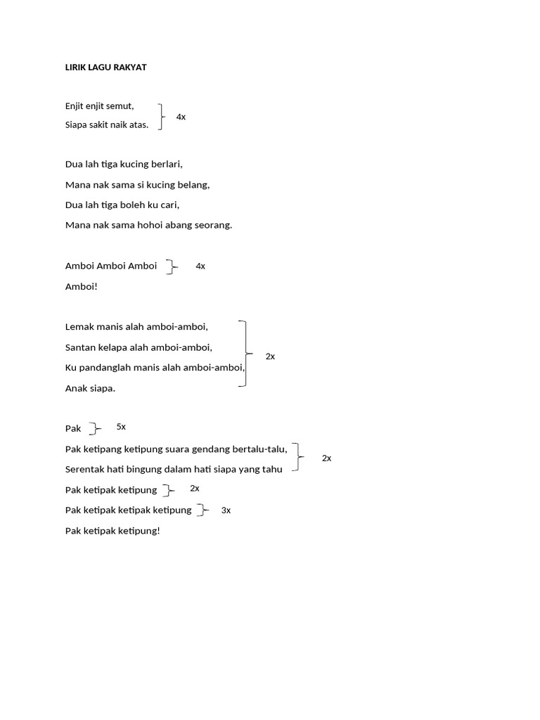 Lirik Lagu Rakyat | PDF
