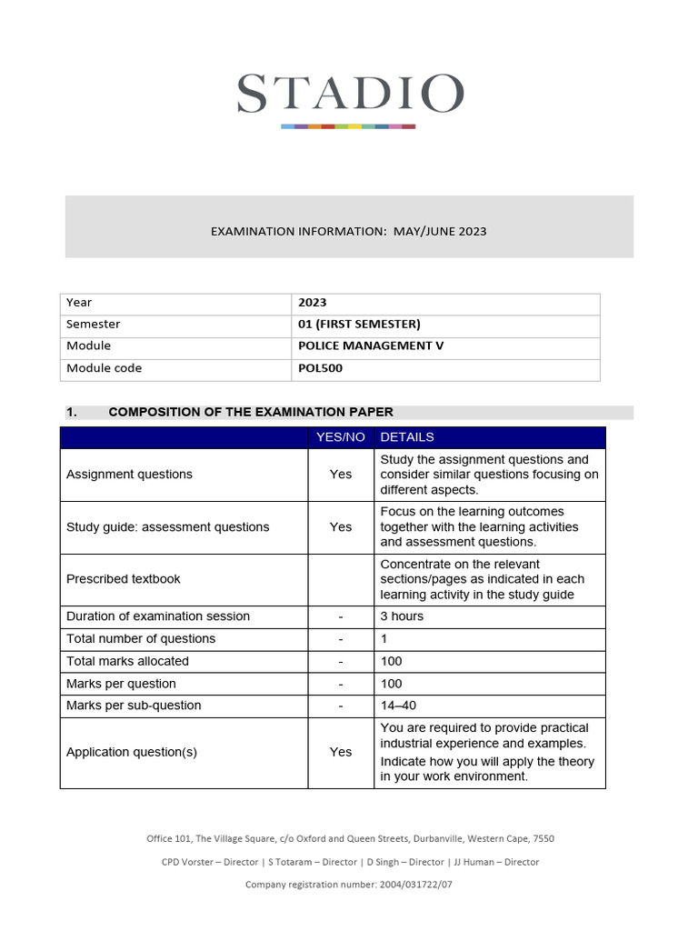POL500 Examination Guidelines 2023 | PDF | Cognition