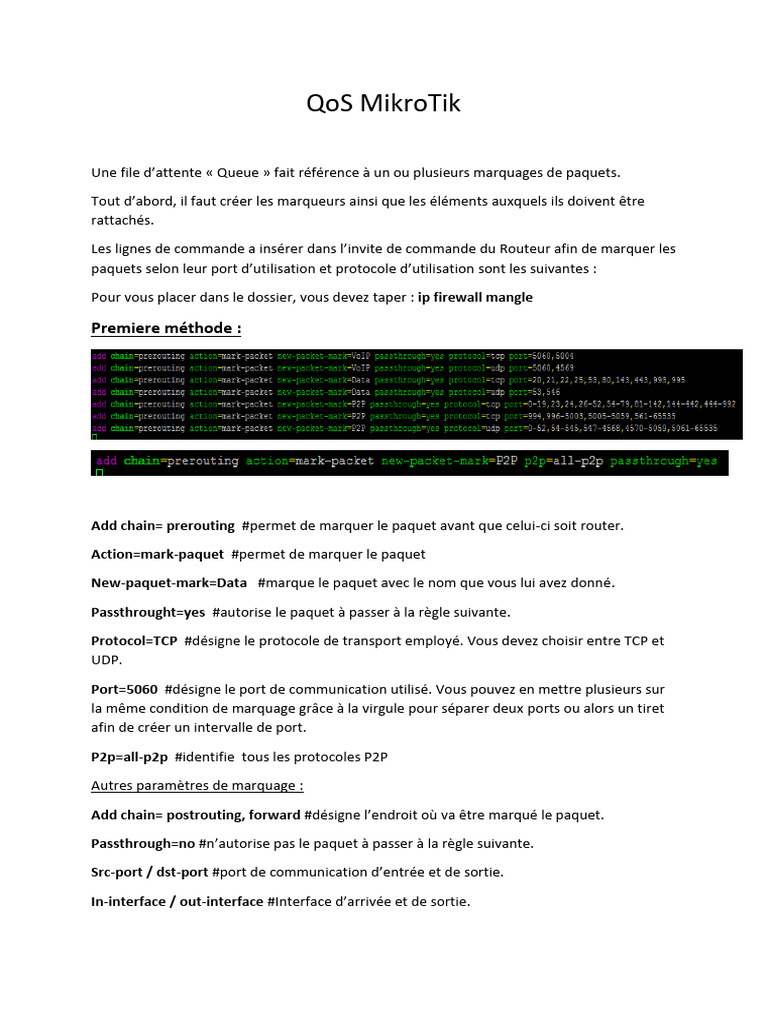 Guide de configuration QoS MikroTik | PDF | Qualité de service ...