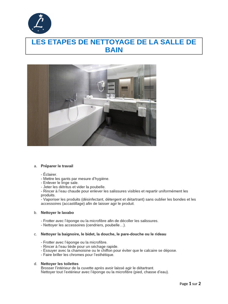 Étapes de Nettoyage Salle de Bain | PDF
