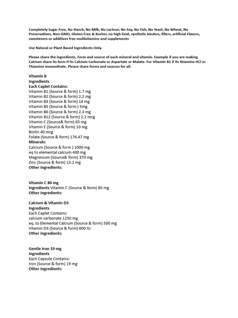 Mannatech CardioBalance Ingredients Breakdown | PDF | Magnesium ...