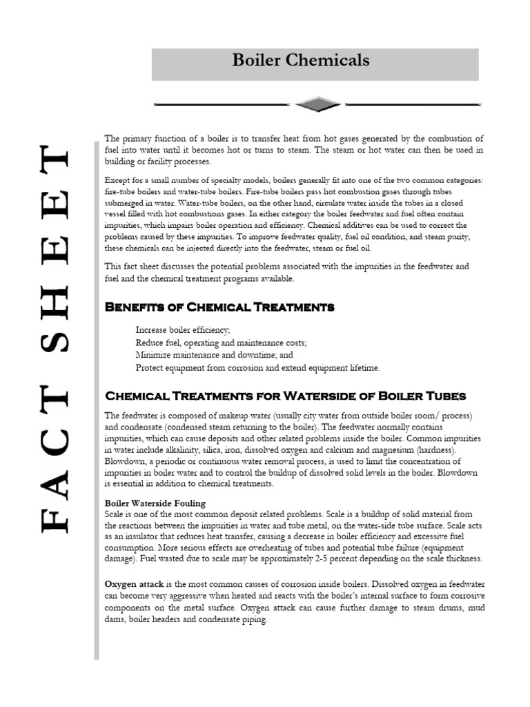 Boiler Chemicals and Treatment Solutions | PDF | Boiler | Water