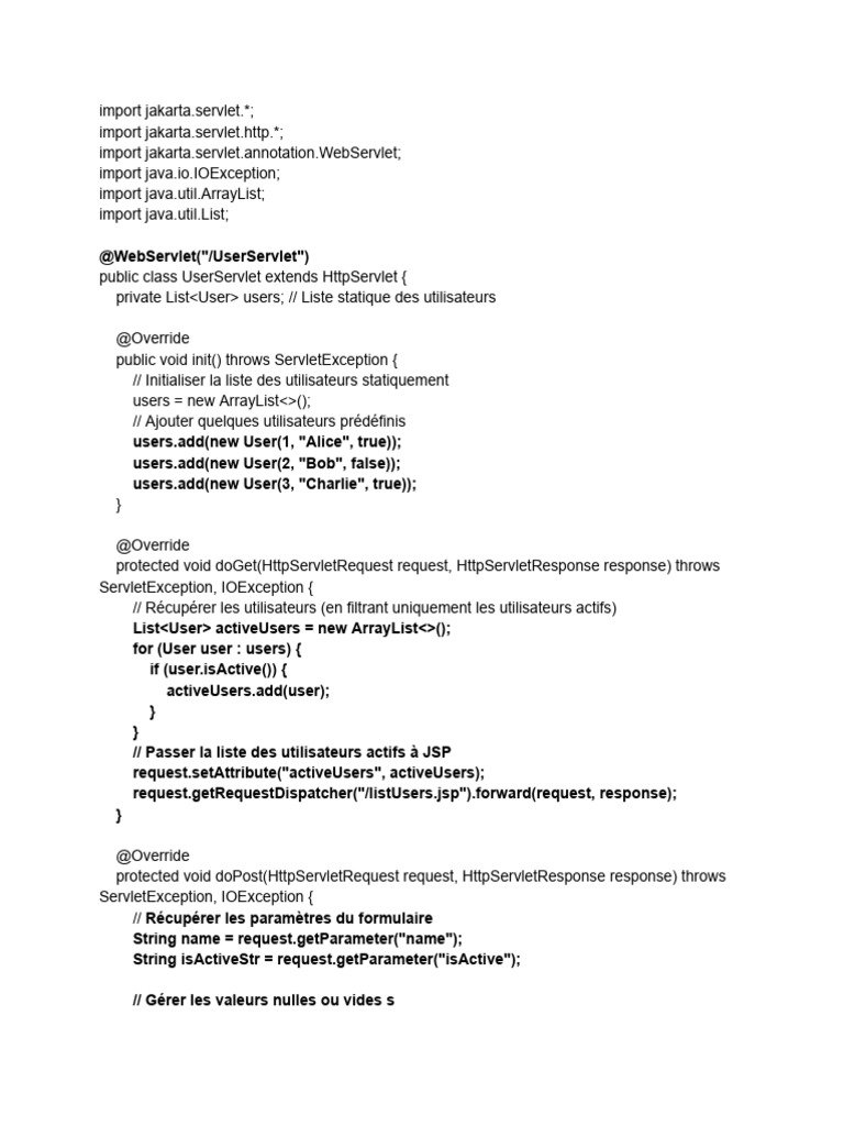 Gestion des Utilisateurs Actifs en Java | PDF | Programmation ...