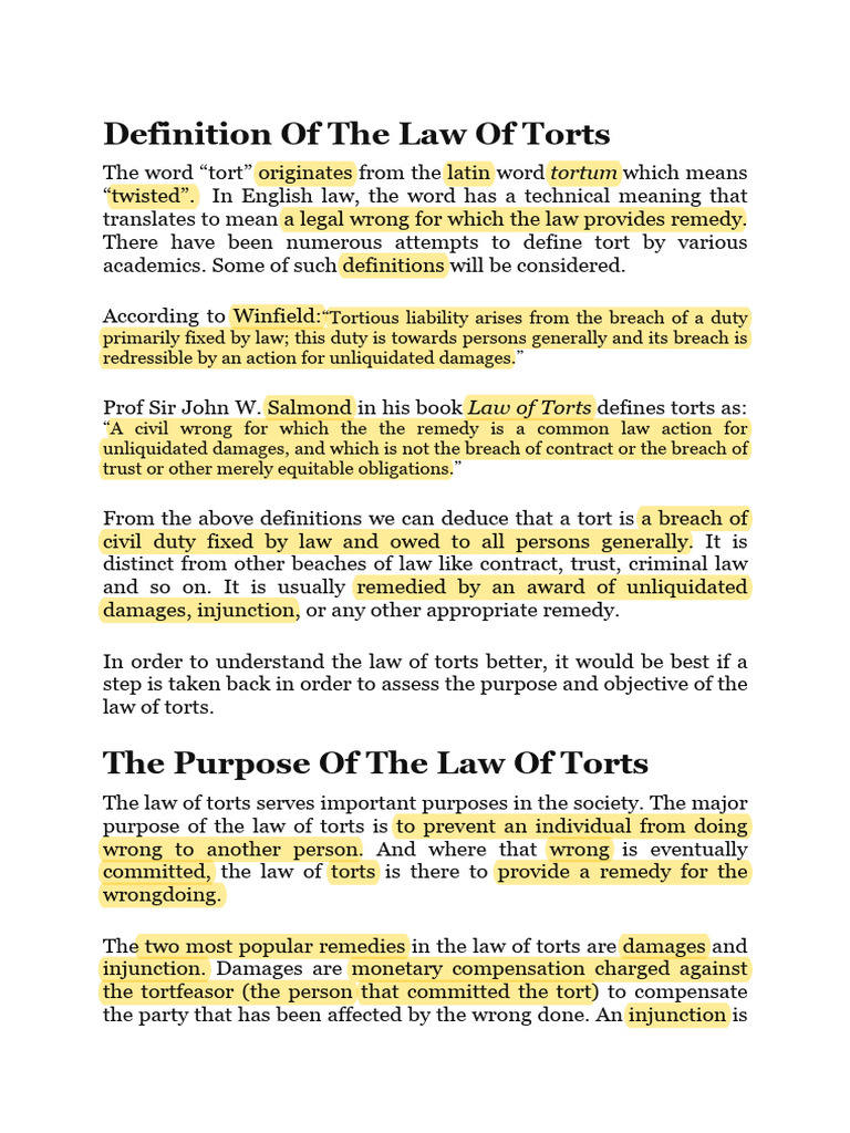 Understanding the Law of Torts | PDF | Tort | Damages