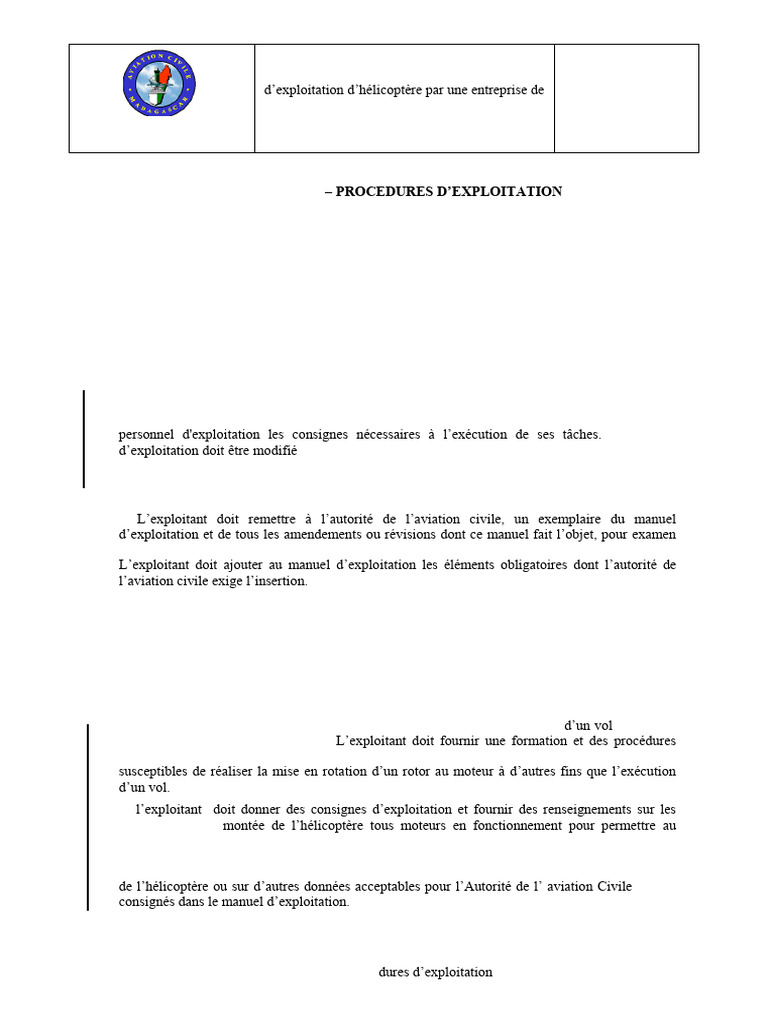 Règlement sur l'exploitation des hélicoptères | PDF | Aviation ...