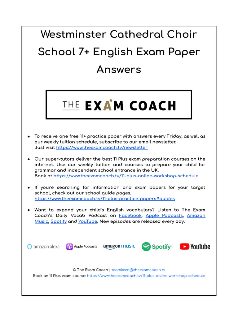Westminster+Cathedral+Choir+School+7++English+Answers | PDF | Punctuation