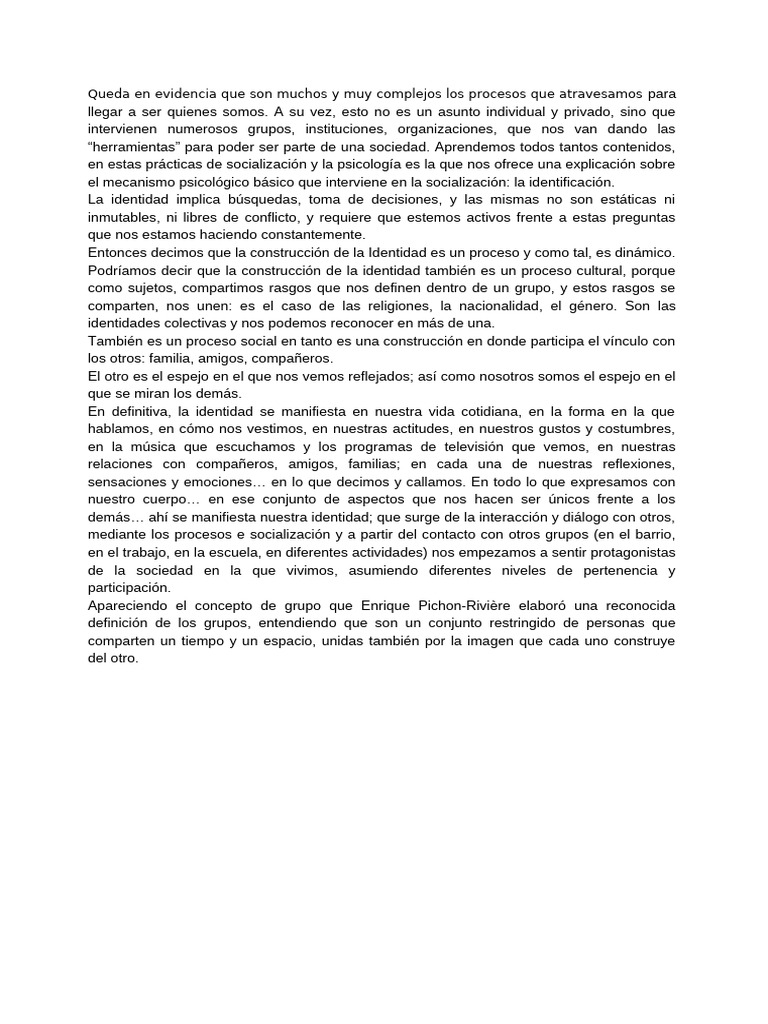 Construcción de la Identidad Social | PDF | Las emociones | Socialización