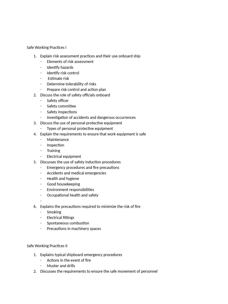 Safe Working Practices on Ships | PDF | Safety | Occupational Safety ...