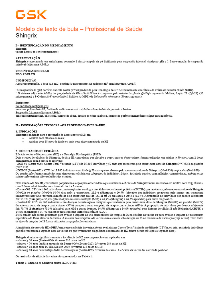 Shingrix | PDF | Remédio | Doenças e distúrbios humanos