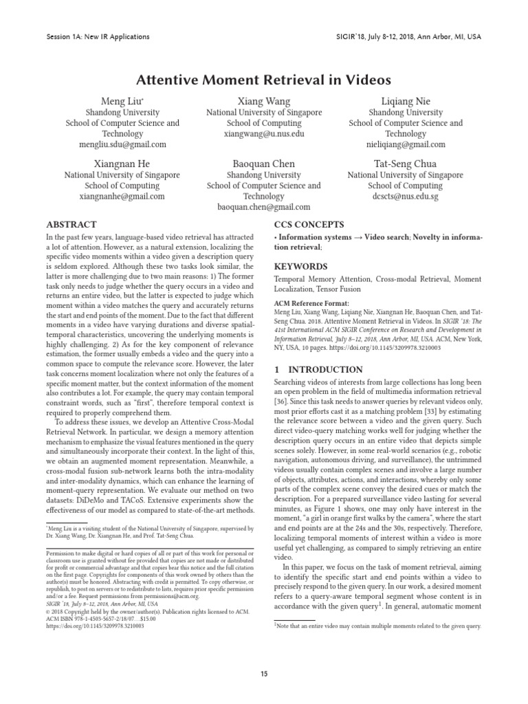 Attentive Moment Retrieval in Video 2018 | PDF | Information Retrieval ...