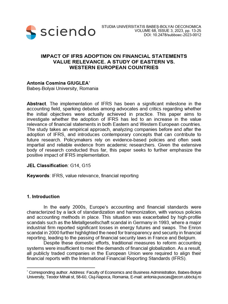 IFRS Impact on Financial Statements Value | PDF | International ...