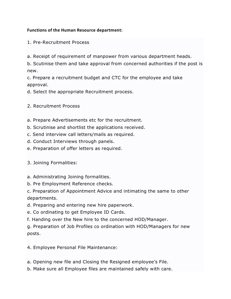 Key Functions of HR and Finance Departments | PDF | Performance ...