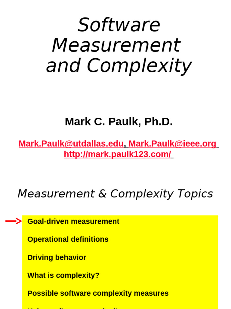30 A Software Measurement and Complexity Mark Paulk | PDF | Complexity ...