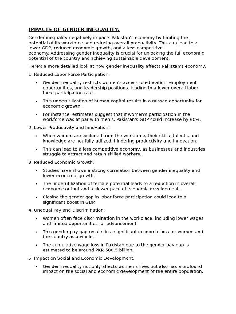 IMPACTS OF GENDER INEQUALITY | PDF | Economic Inequality ...