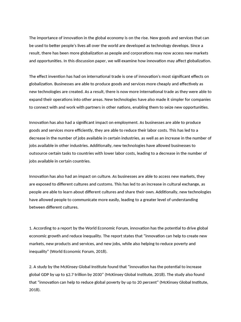 The Importance of Innovation in The Global Economy | PDF ...