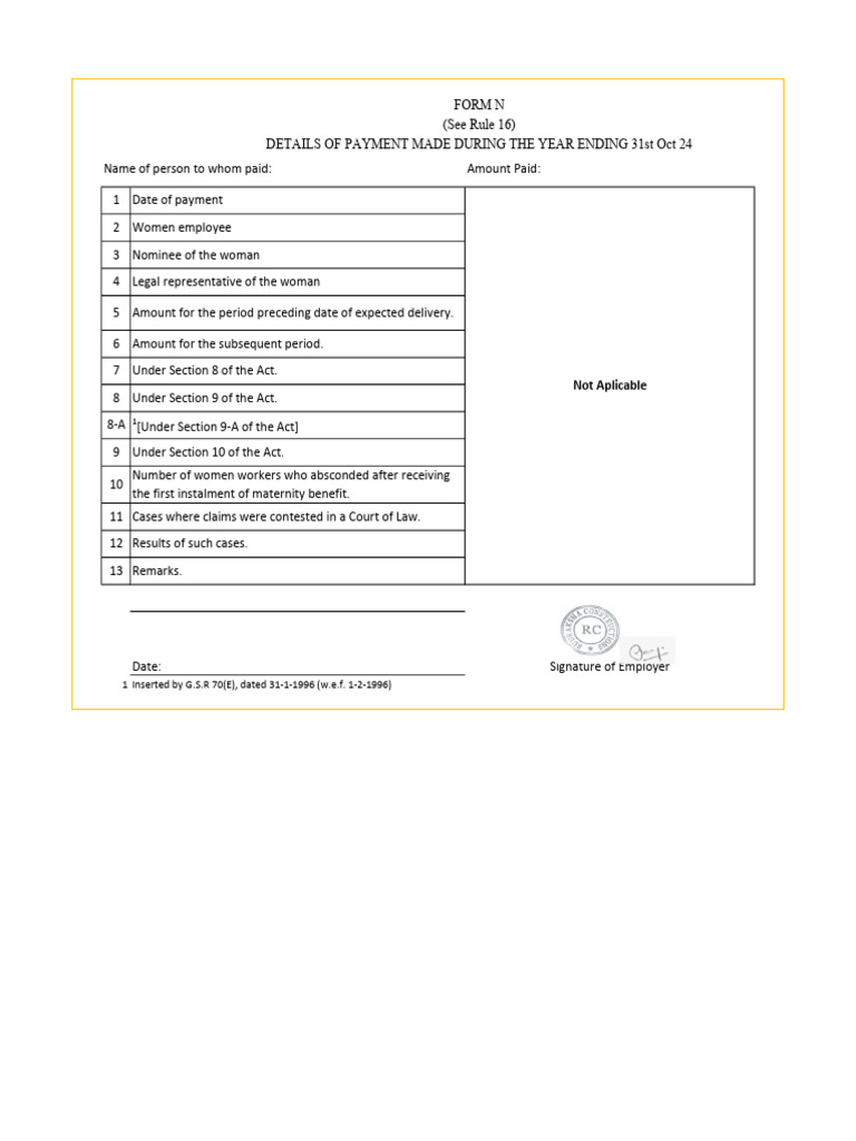 Maternity Benefit Payment Summary | PDF
