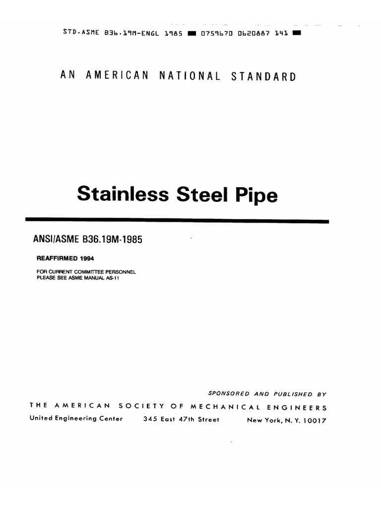 ASME-B36.1 (Steel Pipe) | PDF