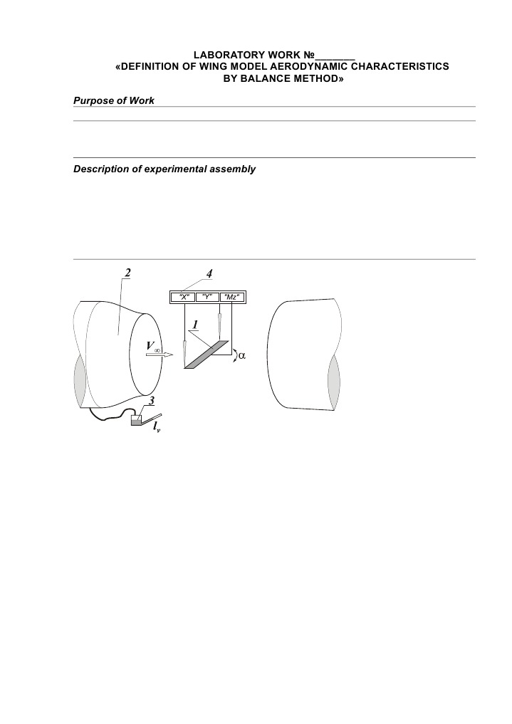 Purpose of Work: LABORATORY WORK - Definition of Wing Model Aerodynamic ...