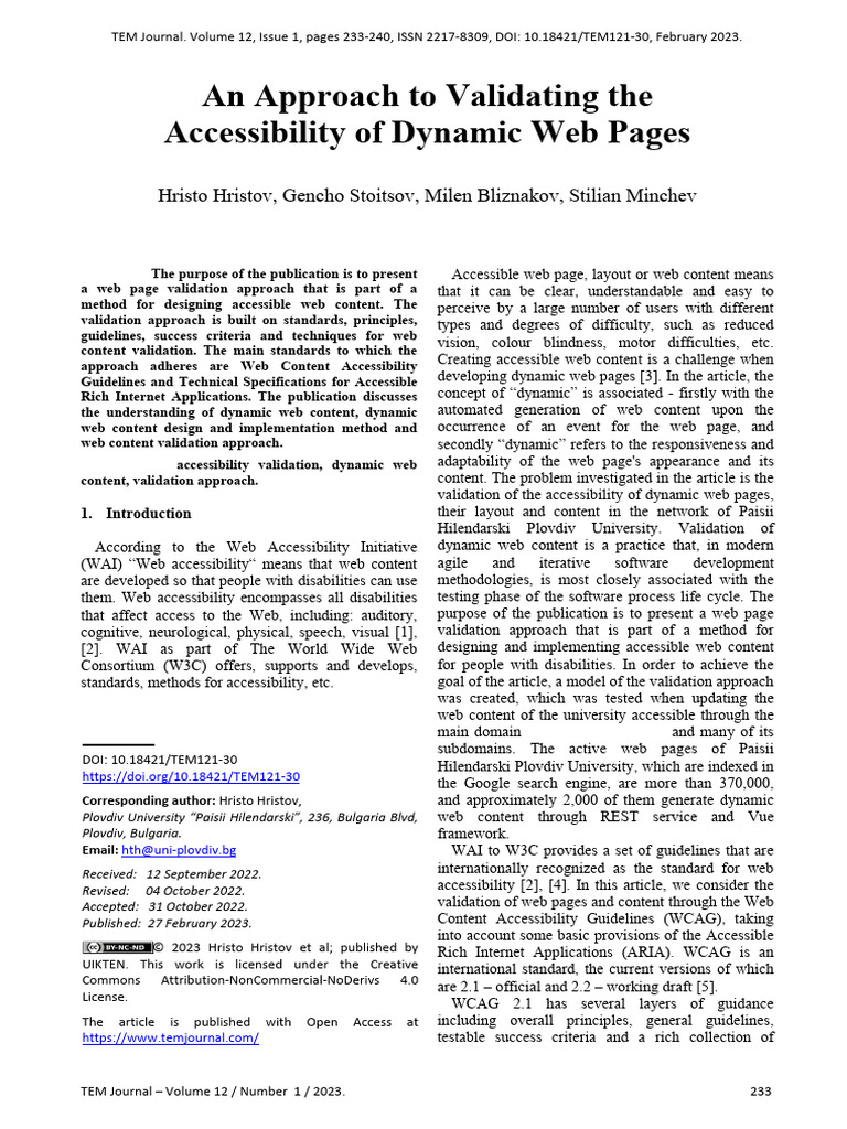 Validating Dynamic Web Page Accessibility | PDF | World Wide Web ...