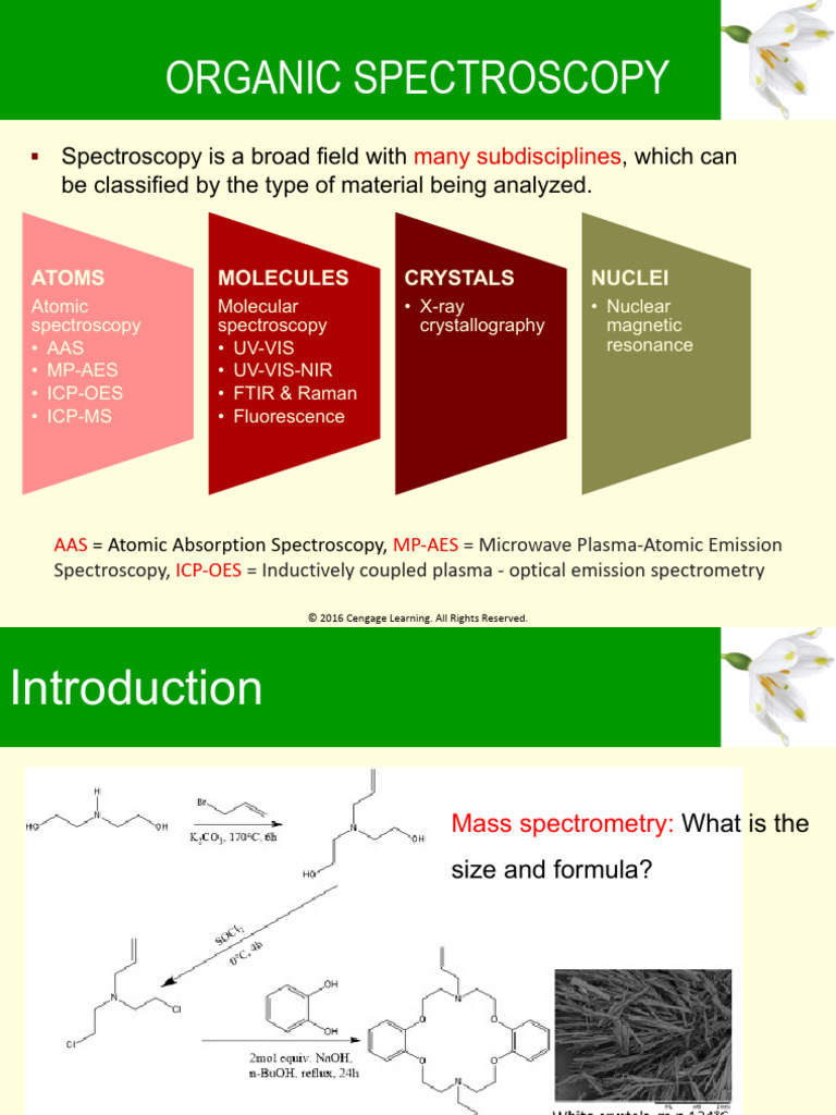 Overview of Organic Spectroscopy Techniques | PDF | Mass Spectrometry ...