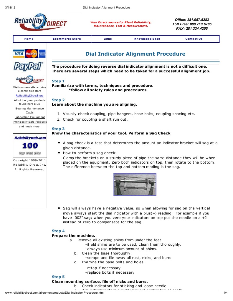 Dial Indicator Alignment Procedure