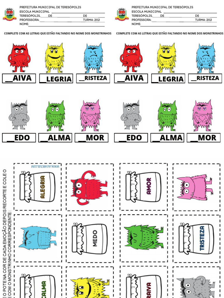 Atividades Monstro Das Cores | PDF | Emoções | Amor