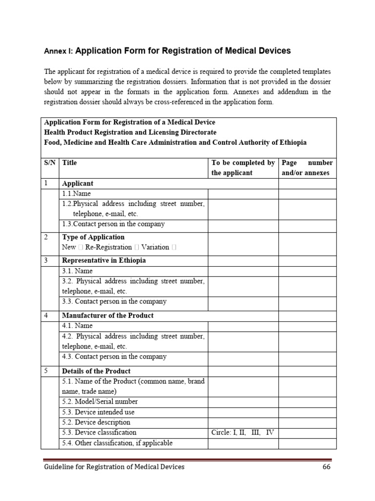 Medical Device Registration Form Guide | PDF