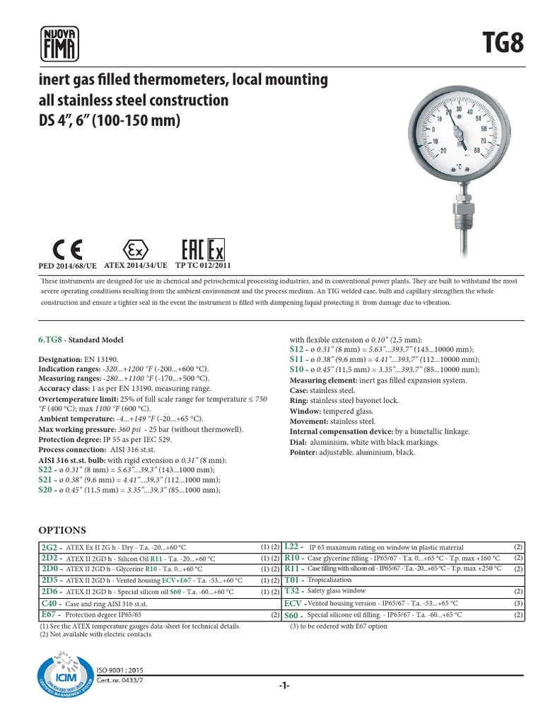 Inert Gas Filled Thermometers Guide | PDF | Mechanical Engineering ...