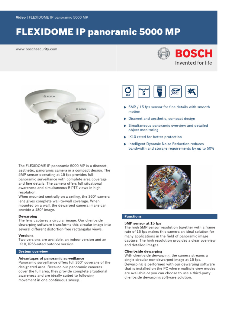 FLEXIDOME IP Panoramic 5000 MP Overview | PDF | Pixel | Camera