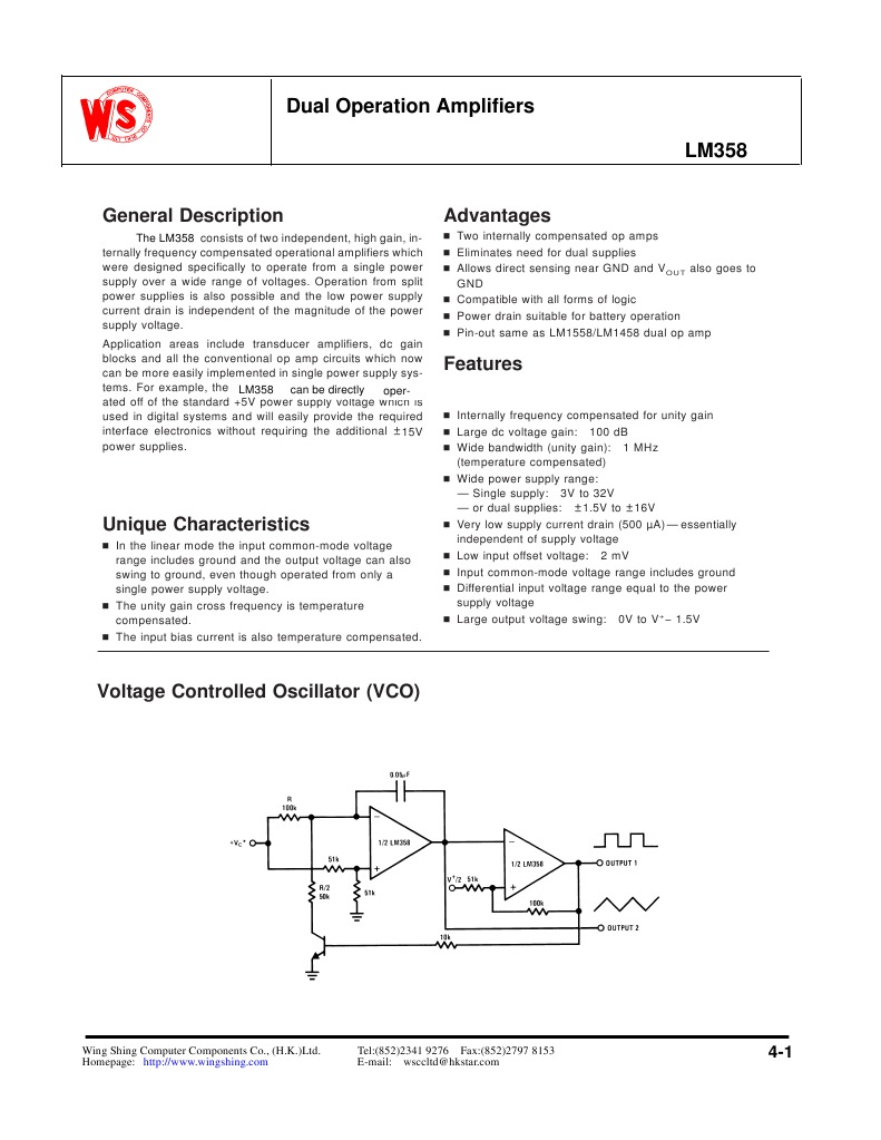 LM358 Dual Op Amp Datasheet | PDF