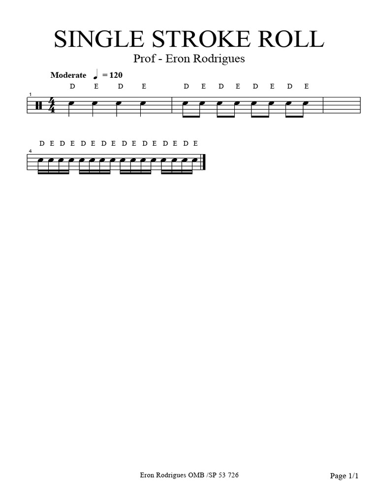 Single Stroke Roll Exercises PDF | PDF