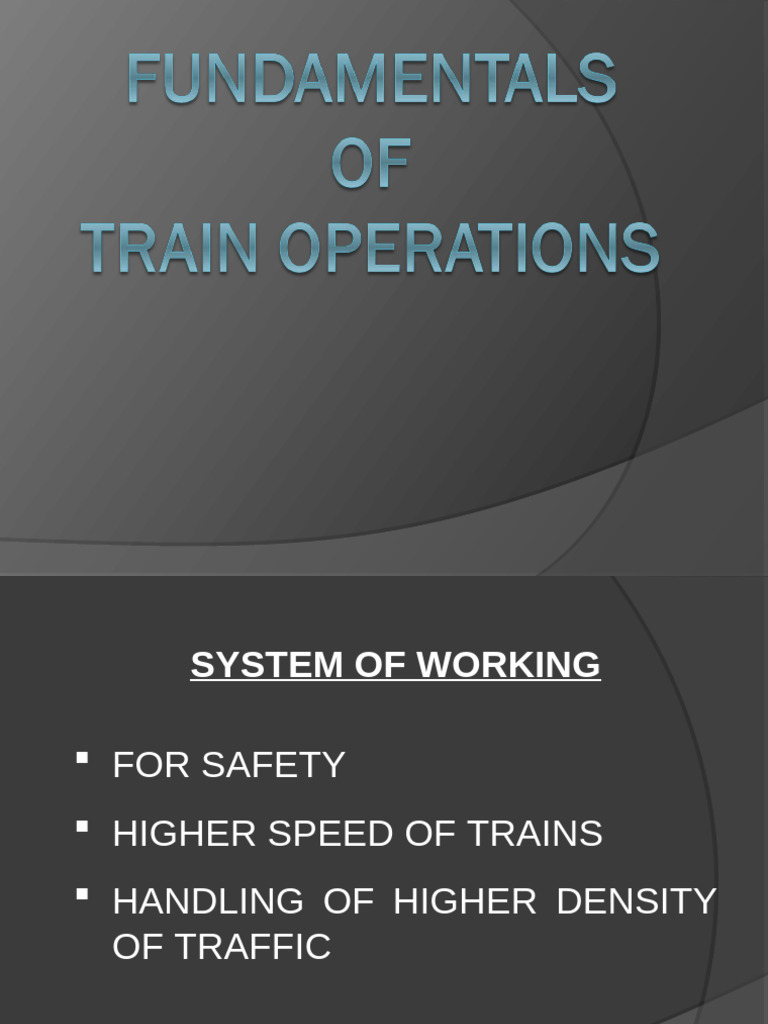 Train Operations and Passenger Transport Systems | PDF | Land Transport ...