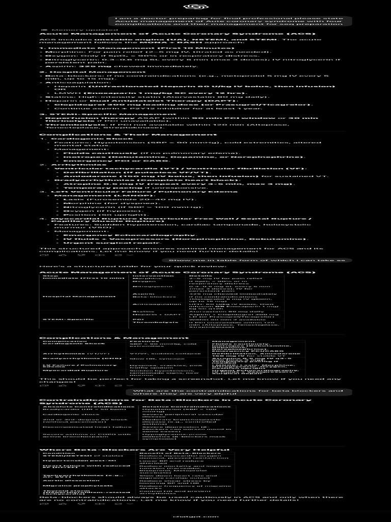 Acute Coronary Syndrome Management | PDF