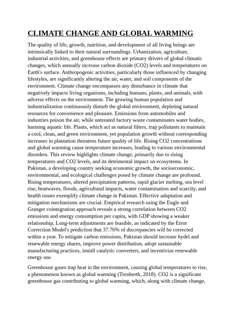 Climate Change Impacts in Pakistan | PDF | Climate Change | Climate ...