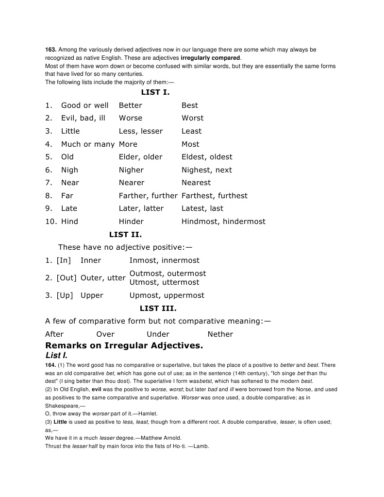 Irregular Adjectives in English | PDF | Semiotics | Syntax