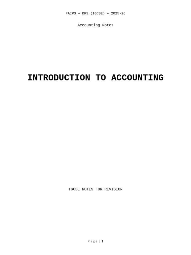 IGCSE Accounting Notes Overview | PDF | Bookkeeping | Private Sector