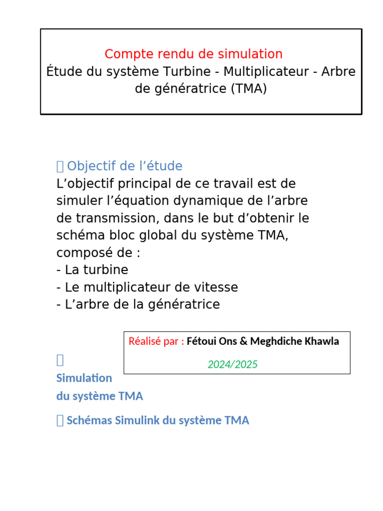 Simulation du système TMA en MATLAB | PDF